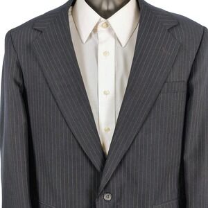 Reed St James Mens SZ 42 Blazer Navy Pinstripe Dacron Polyester Officecore